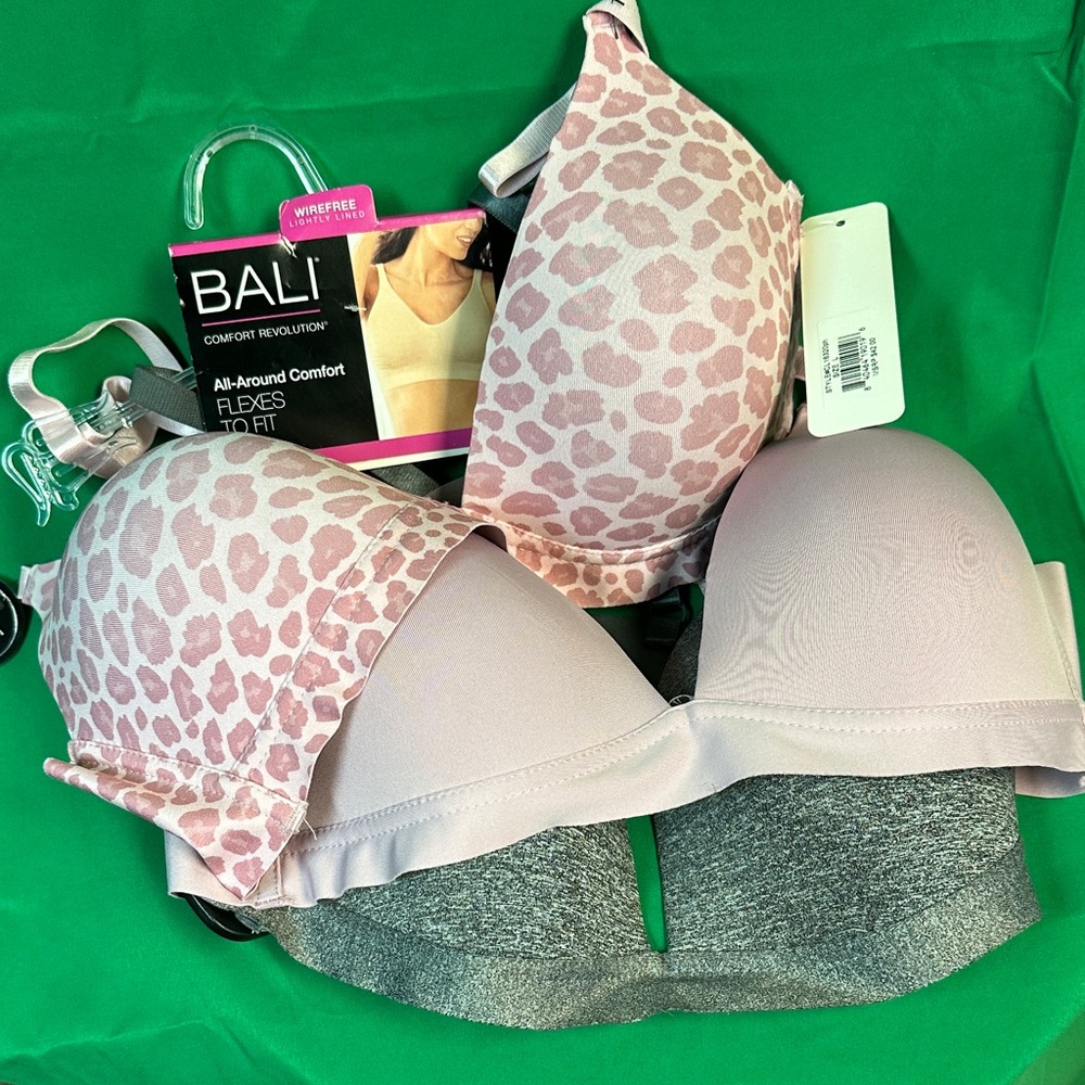 Bali Women's Pink Leopard and Gray Bras